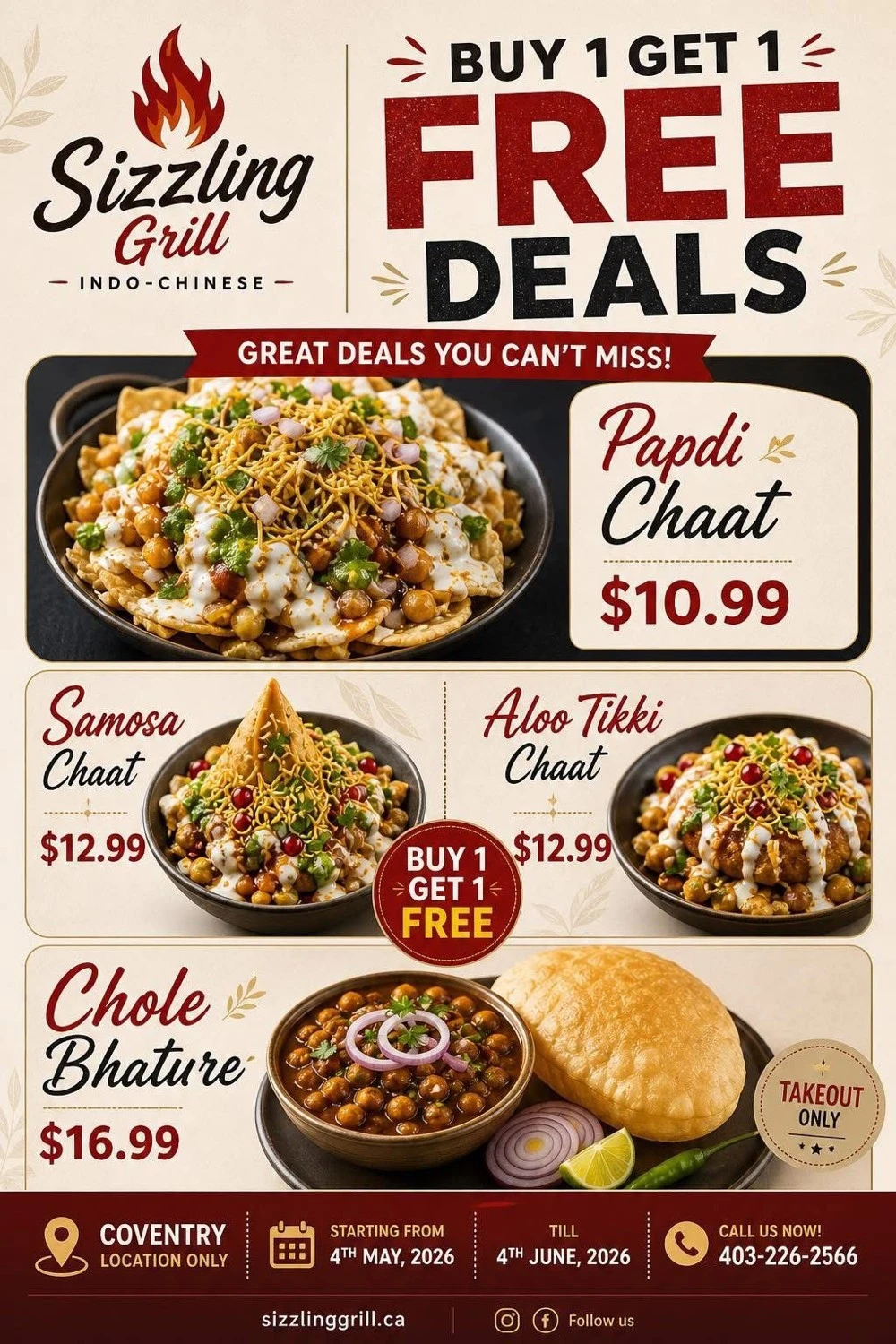 Sizzling Grill special offer — order from Coventry